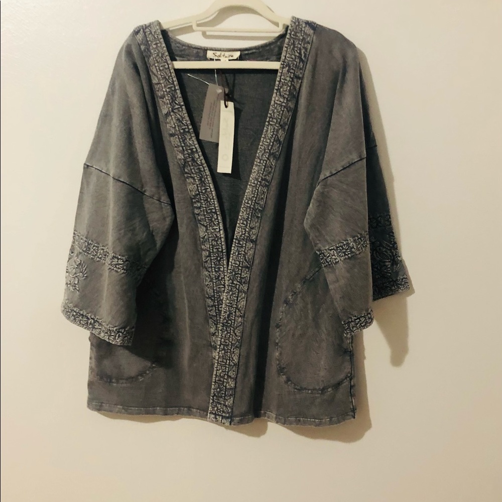 Solitaire Open Front Cardigan Medium 100% Cotton